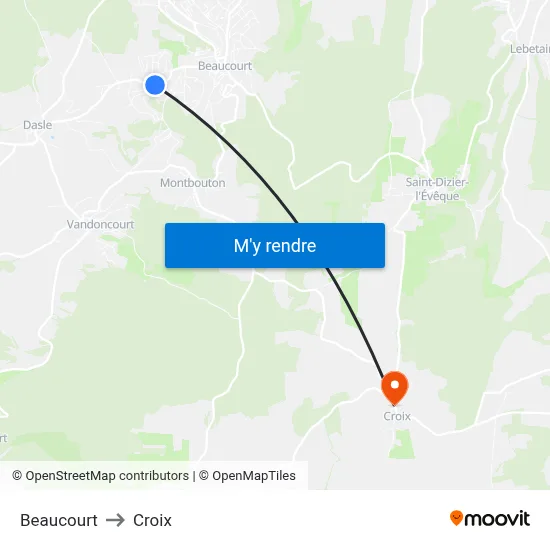 Beaucourt to Croix map