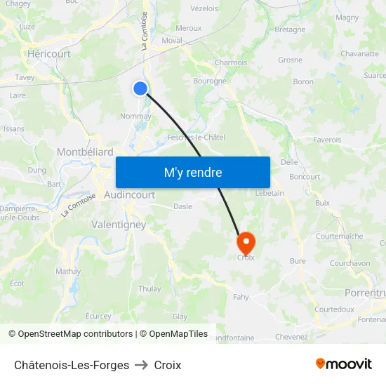 Châtenois-Les-Forges to Croix map