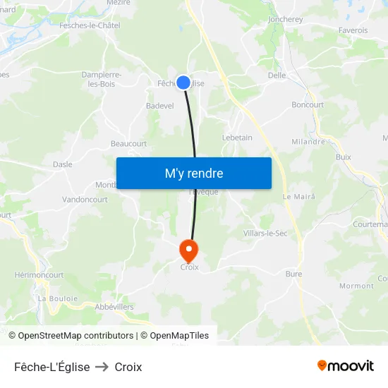 Fêche-L'Église to Croix map