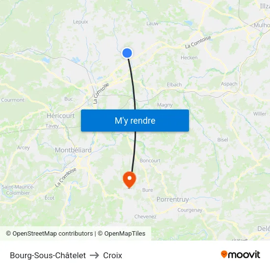 Bourg-Sous-Châtelet to Croix map