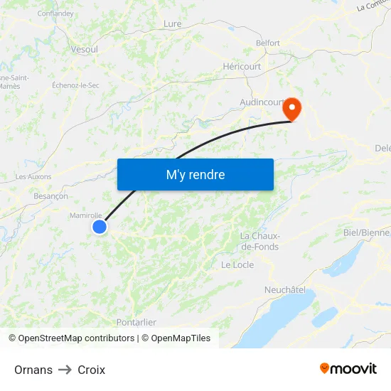 Ornans to Croix map