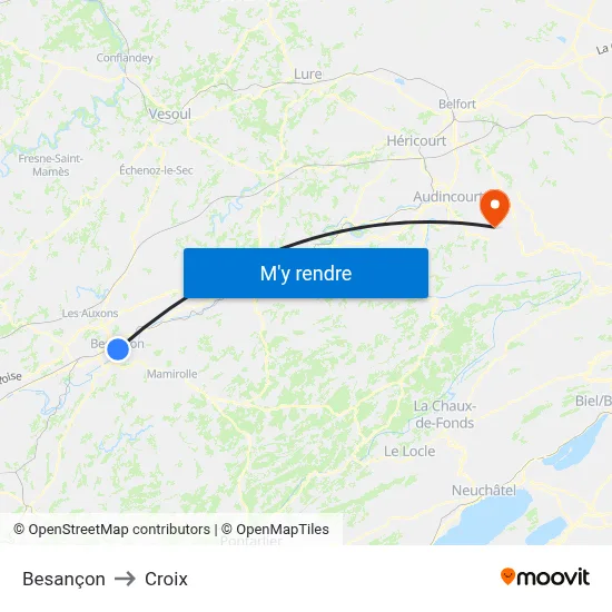 Besançon to Croix map