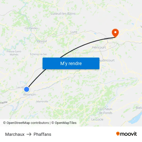 Marchaux to Phaffans map