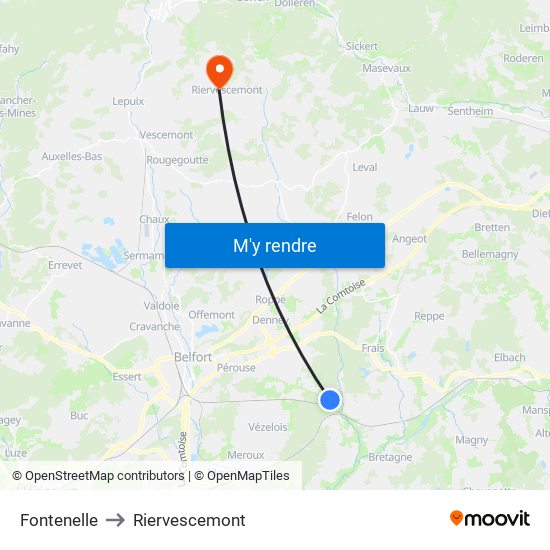 Fontenelle to Riervescemont map