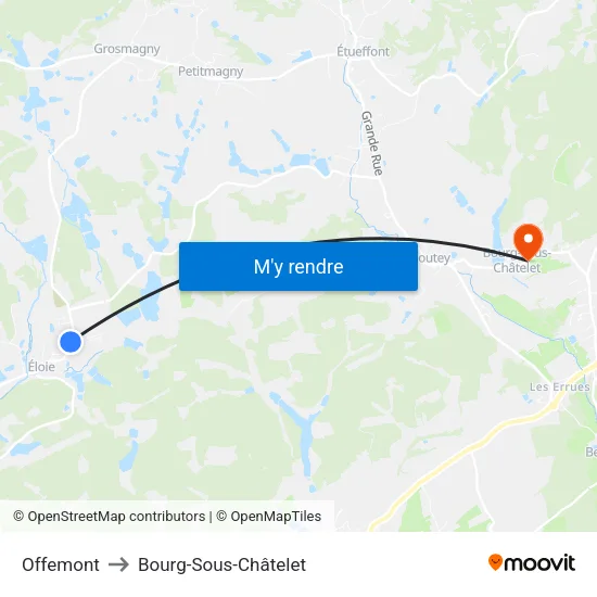 Offemont to Bourg-Sous-Châtelet map