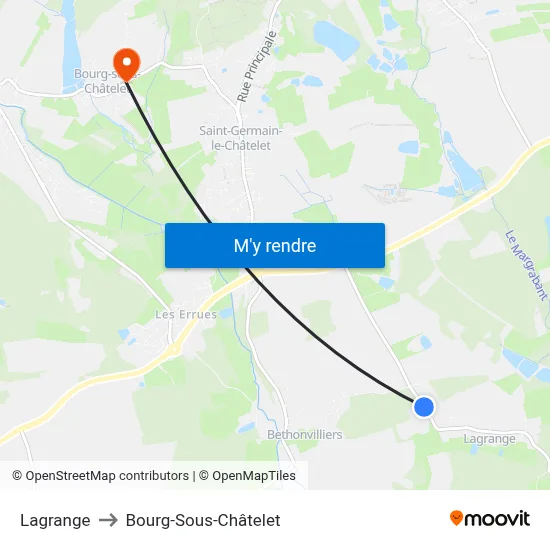 Lagrange to Bourg-Sous-Châtelet map