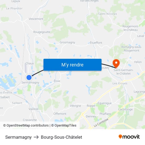 Sermamagny to Bourg-Sous-Châtelet map