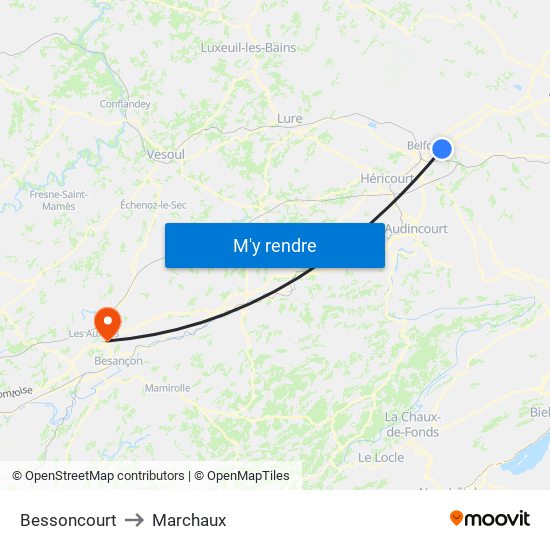 Bessoncourt to Marchaux map