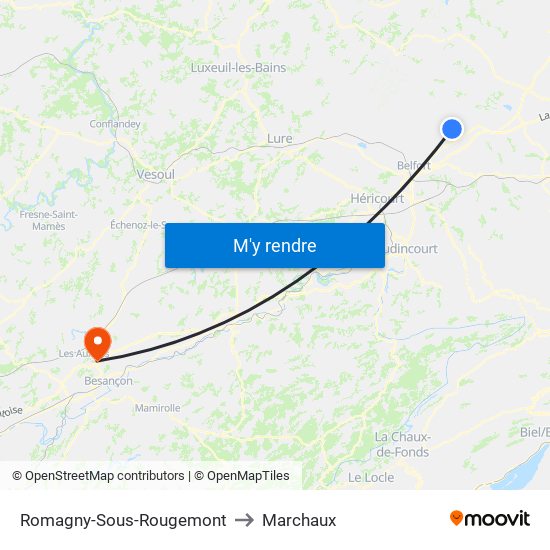 Romagny-Sous-Rougemont to Marchaux map