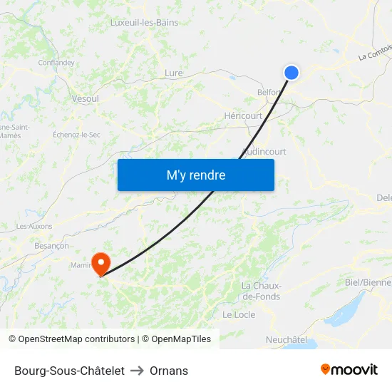 Bourg-Sous-Châtelet to Ornans map