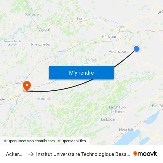 Ackermann to Institut Universtaire Technologique Besançcon-Vesoul map