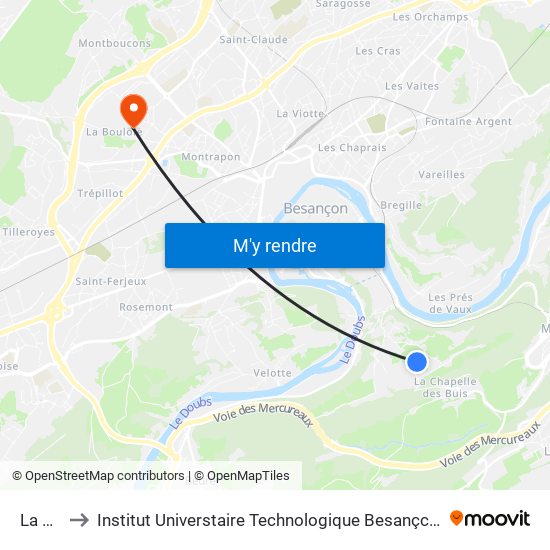 La Bro to Institut Universtaire Technologique Besançcon-Vesoul map