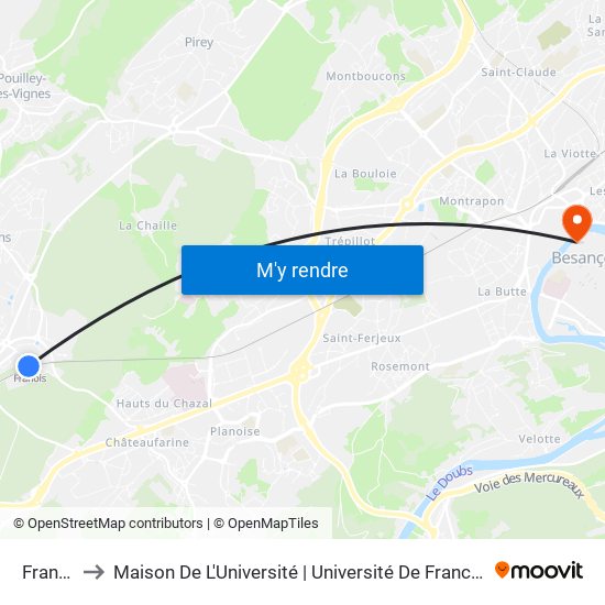 Franois to Maison De L'Université | Université De Franche-Comté map