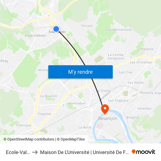 Ecole-Valentin to Maison De L'Université | Université De Franche-Comté map