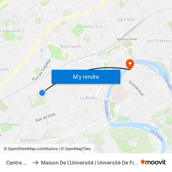 Centre De Tri to Maison De L'Université | Université De Franche-Comté map