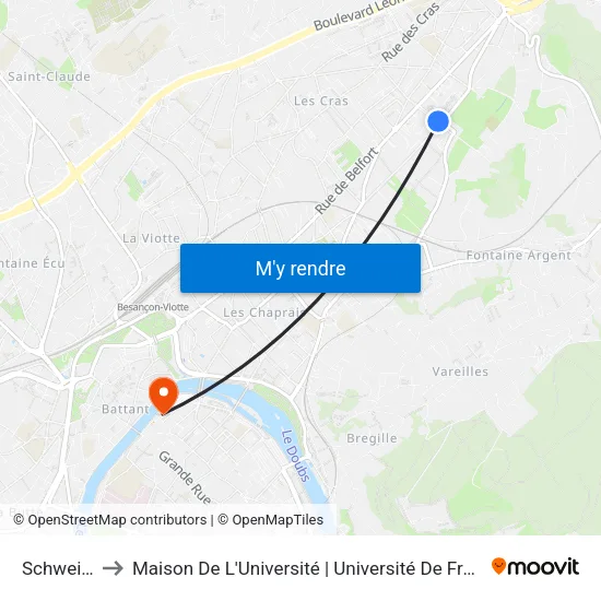 Schweitzer to Maison De L'Université | Université De Franche-Comté map