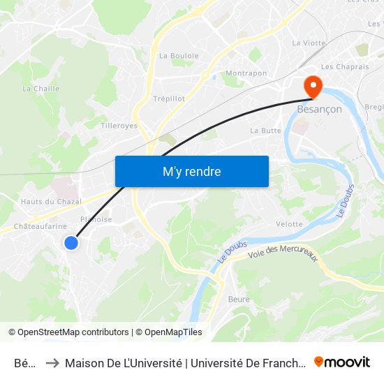 Béarn to Maison De L'Université | Université De Franche-Comté map