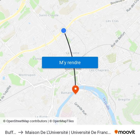 Buffon to Maison De L'Université | Université De Franche-Comté map