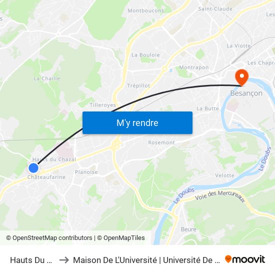 Hauts Du Chazal to Maison De L'Université | Université De Franche-Comté map