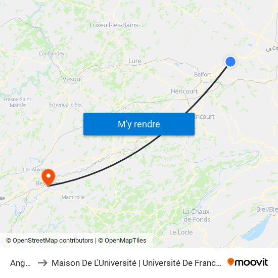 Angeot to Maison De L'Université | Université De Franche-Comté map