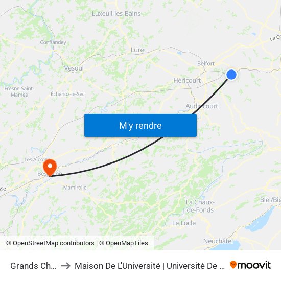 Grands Champs to Maison De L'Université | Université De Franche-Comté map