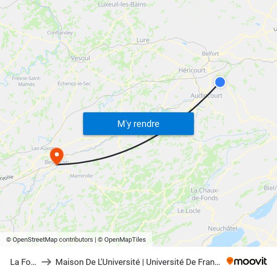 La Forge to Maison De L'Université | Université De Franche-Comté map