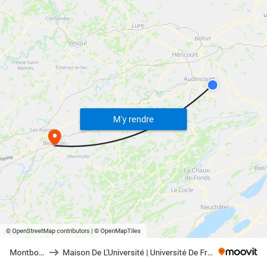 Montbouton to Maison De L'Université | Université De Franche-Comté map