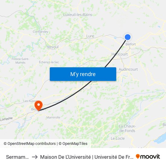 Sermamagny to Maison De L'Université | Université De Franche-Comté map