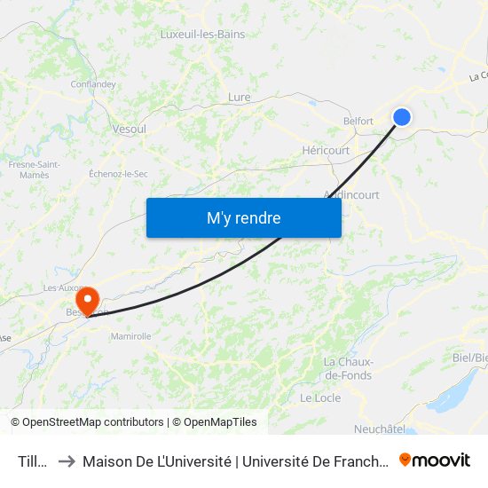 Tilleul to Maison De L'Université | Université De Franche-Comté map