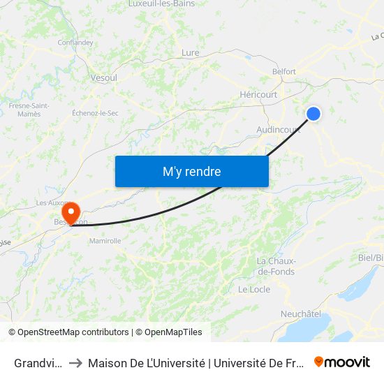 Grandvillars to Maison De L'Université | Université De Franche-Comté map