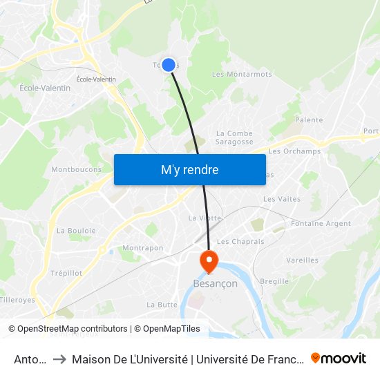 Antoine to Maison De L'Université | Université De Franche-Comté map