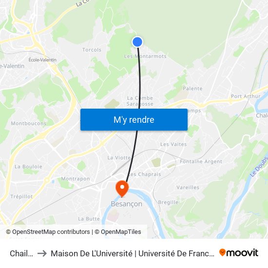 Chailluz to Maison De L'Université | Université De Franche-Comté map