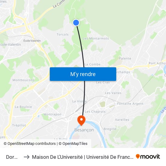 Dormoy to Maison De L'Université | Université De Franche-Comté map