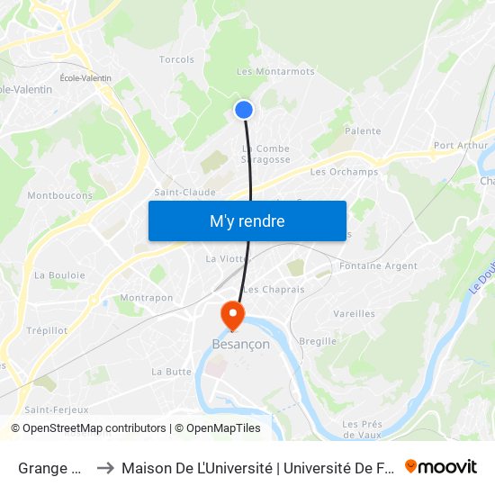 Grange Borée to Maison De L'Université | Université De Franche-Comté map