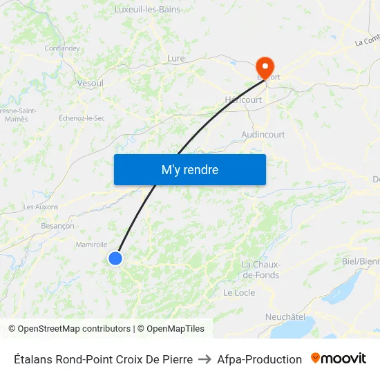 Étalans Rond-Point Croix De Pierre to Afpa-Production map