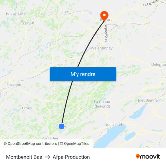 Montbenoit Bas to Afpa-Production map