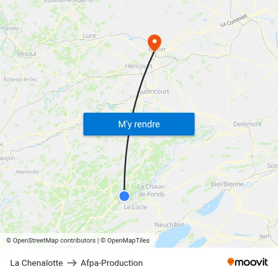 La Chenalotte to Afpa-Production map
