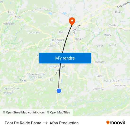 Pont De Roide Poste to Afpa-Production map