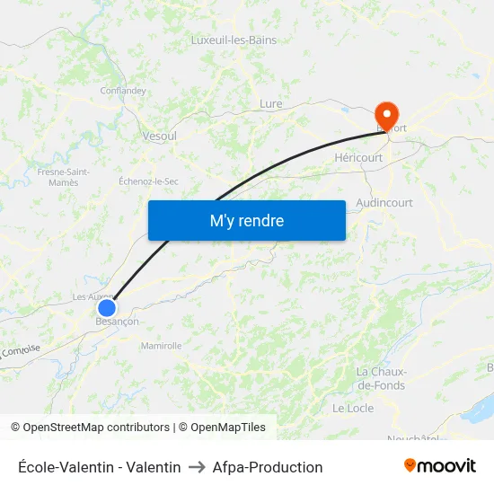 École-Valentin - Valentin to Afpa-Production map