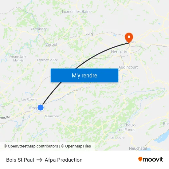 Bois St Paul to Afpa-Production map
