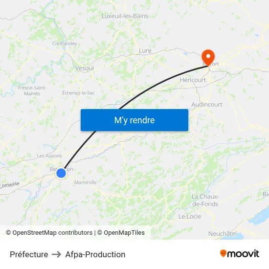 Préfecture to Afpa-Production map