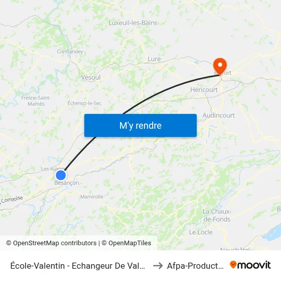 École-Valentin - Echangeur De Valentin to Afpa-Production map