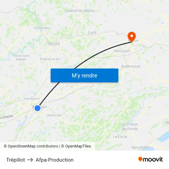 Trépillot to Afpa-Production map