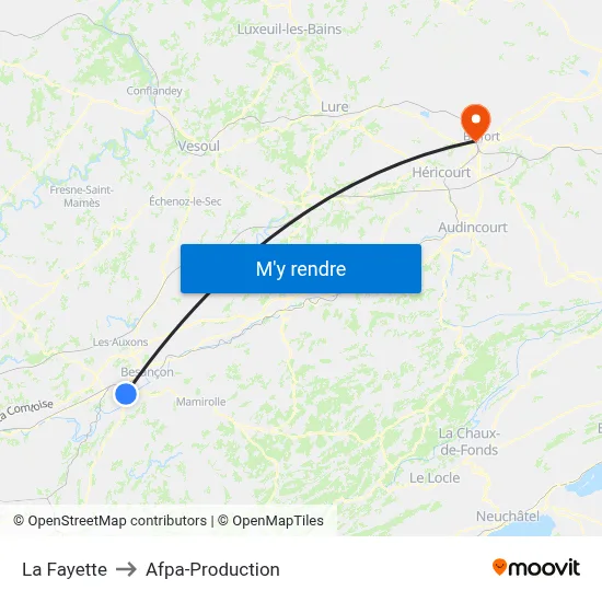 La Fayette to Afpa-Production map