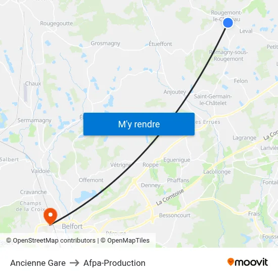 Ancienne Gare to Afpa-Production map