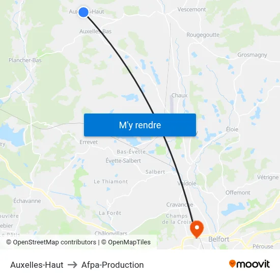 Auxelles-Haut to Afpa-Production map