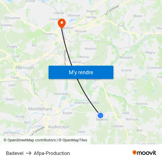 Badevel to Afpa-Production map