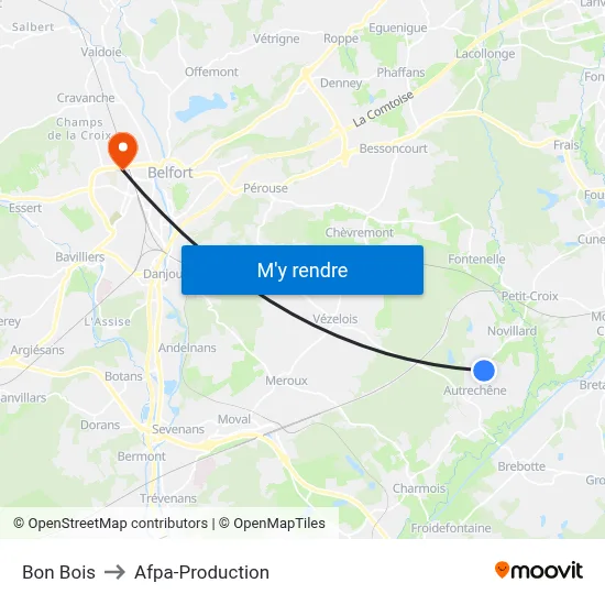 Bon Bois to Afpa-Production map