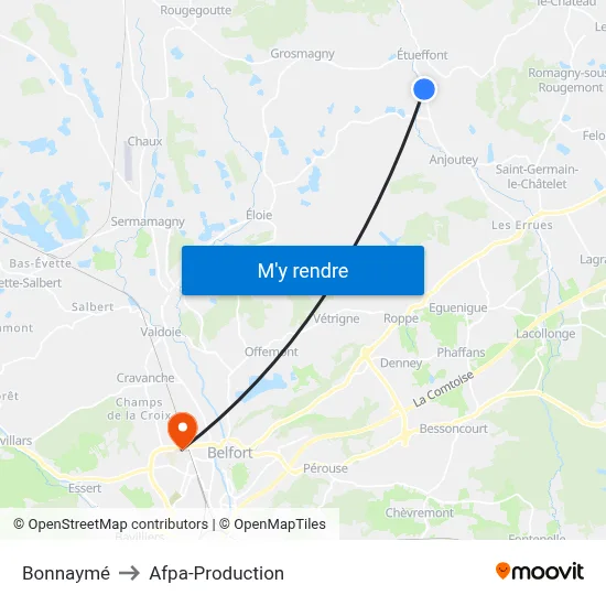 Bonnaymé to Afpa-Production map