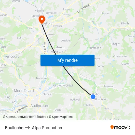 Boulloche to Afpa-Production map